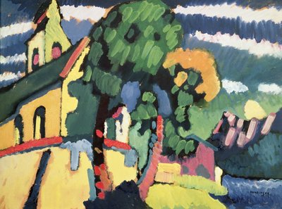 Bayerische Landschaft mit einer Kirche von Wassily Kandinsky